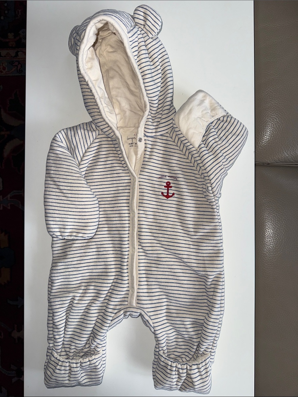 Konges Slojd cream & navy stripe one piece  So cozy Sz 0-1M
